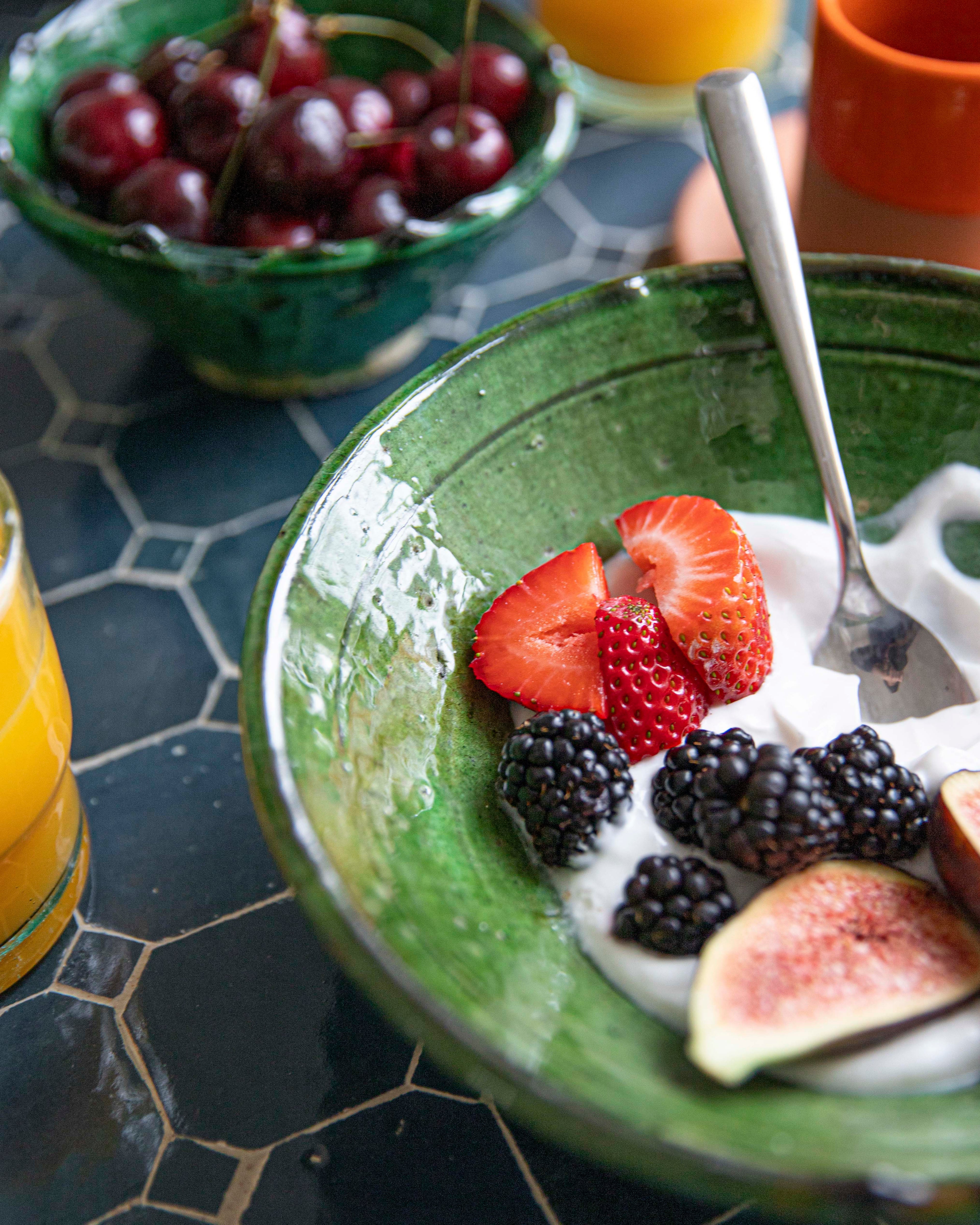 Vintage Tamegroute Green Glazed Bowls