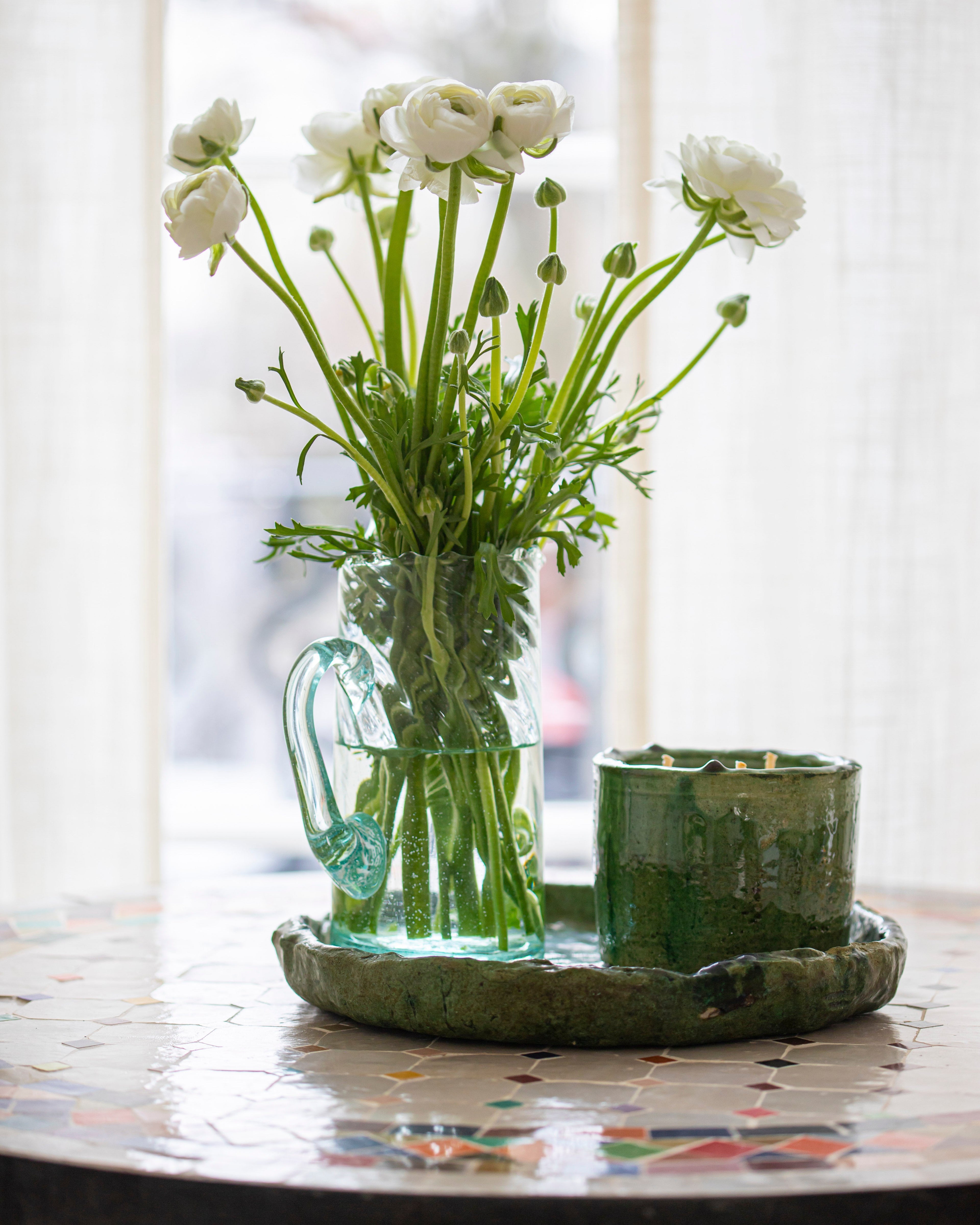 Vintage Tamegroute Rustic Green Dinner Plate/Catch-All