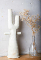 Unglazed Tamegroute Cactus Arc Twin Candlestick Holder