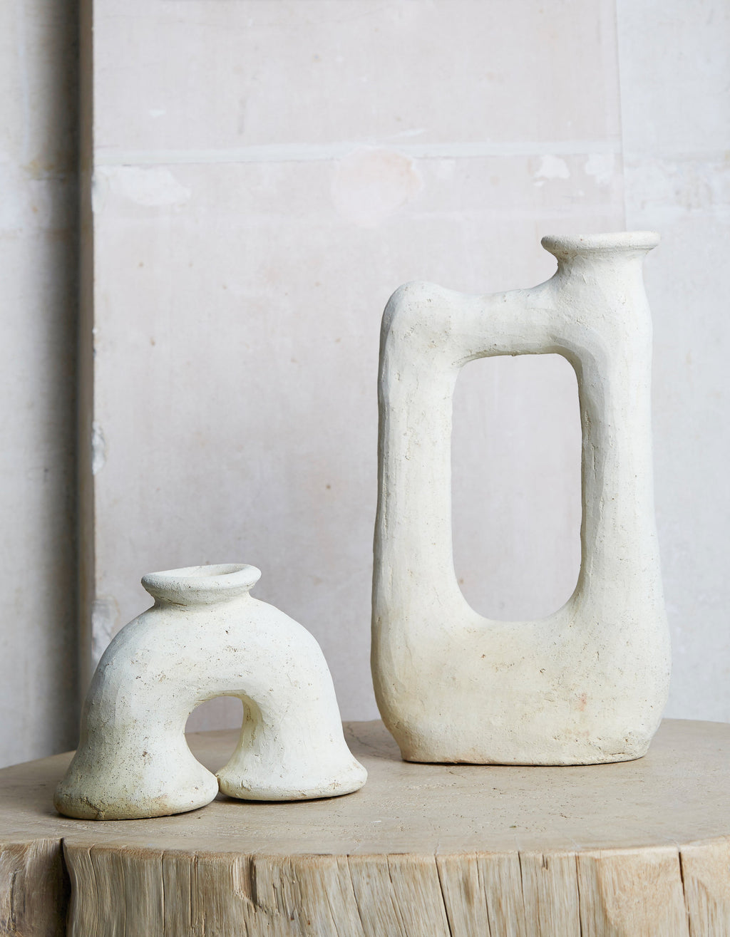 Unglazed Tamegroute Ecru Elephant's Foot Candlestick