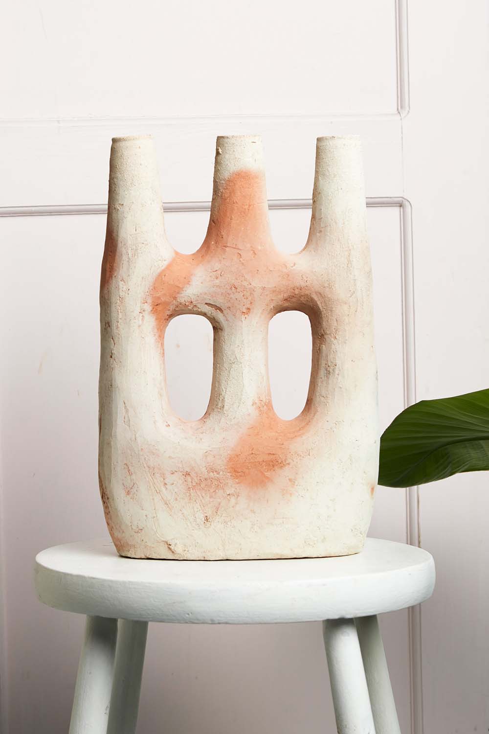 Unglazed Tamegroute Double Hole Candlestick Sculpture