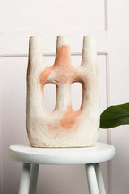 Unglazed Tamegroute Double Hole Candlestick Sculpture