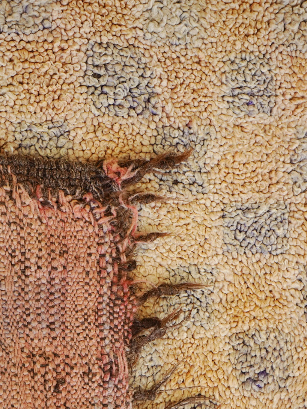 Vintage Peach Mosaic ‘Tableaux’ Rug Beni Mrirt 120 x 116 cm