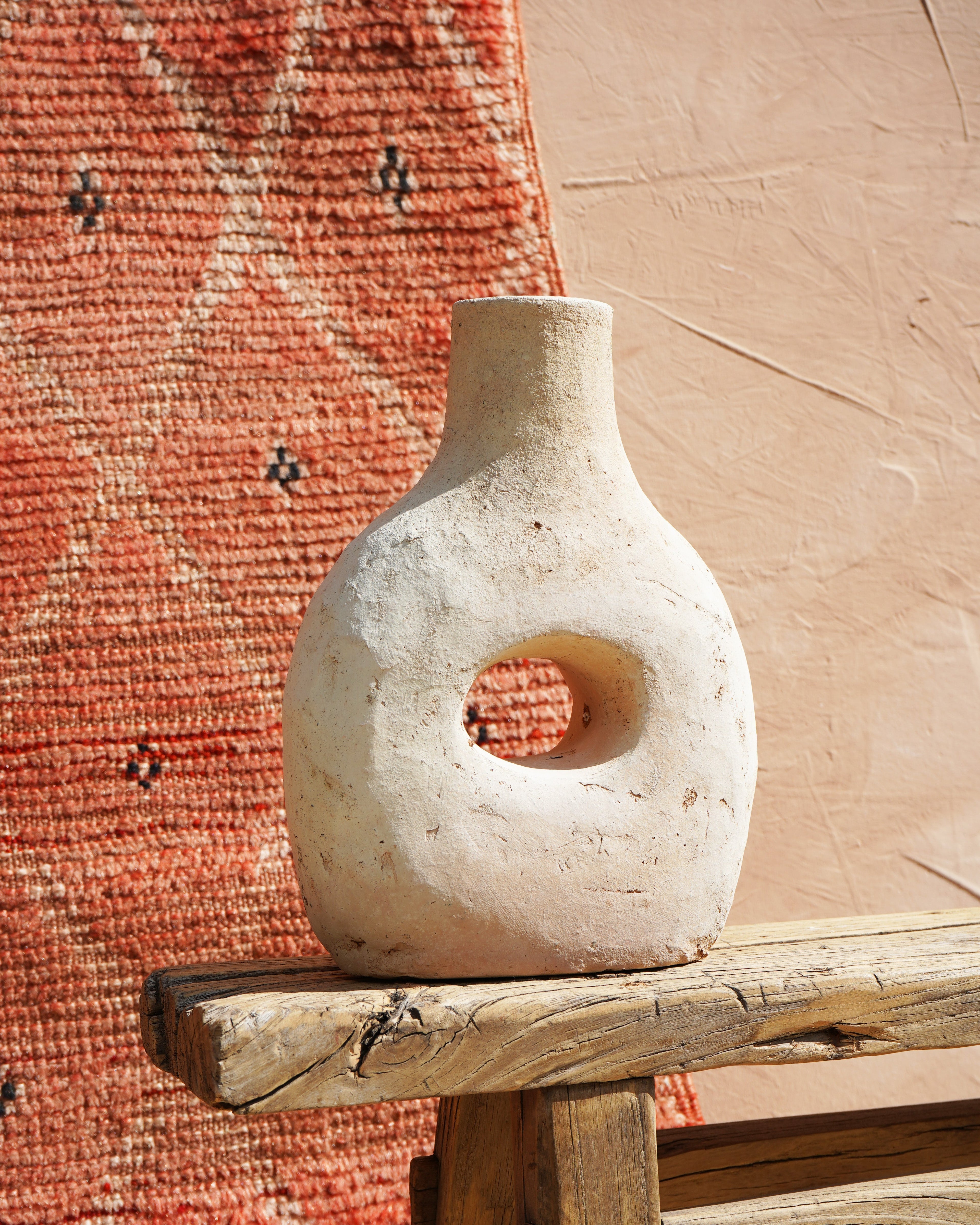 Unglazed Tamegroute Round Bottle Neck Vase