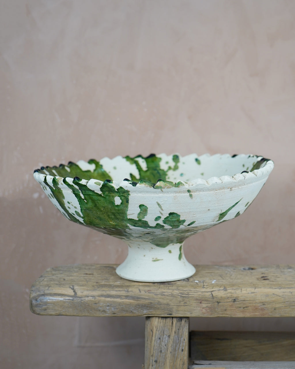 Tamegroute x Puglia Splatter Jagged Edge Pedestal Fruit Bowl
