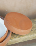 White Glazed & Natural Terracotta Lipped Plate