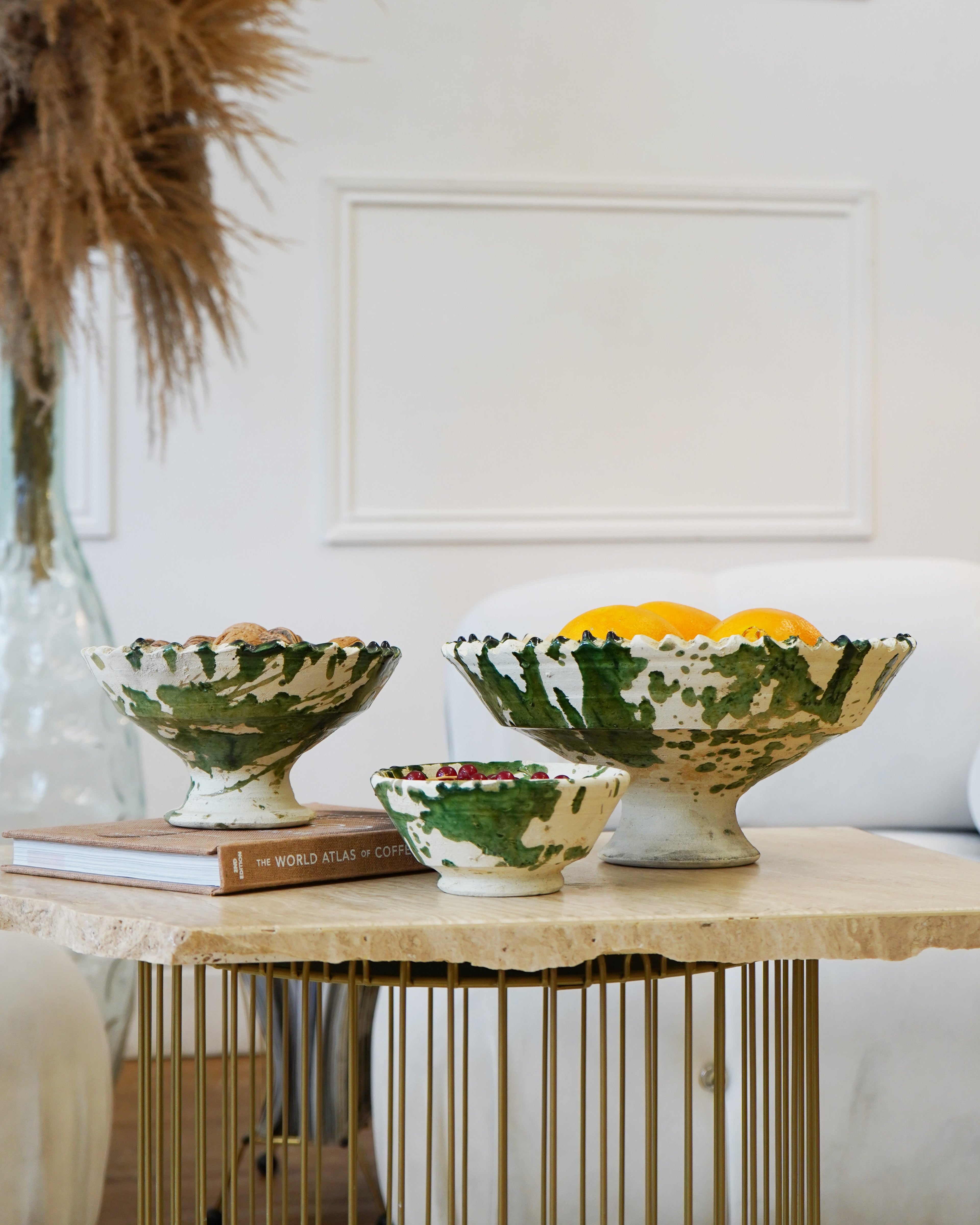 Tamegroute x Puglia splatter design Jagged Edge Pedestal Fruit Bowl