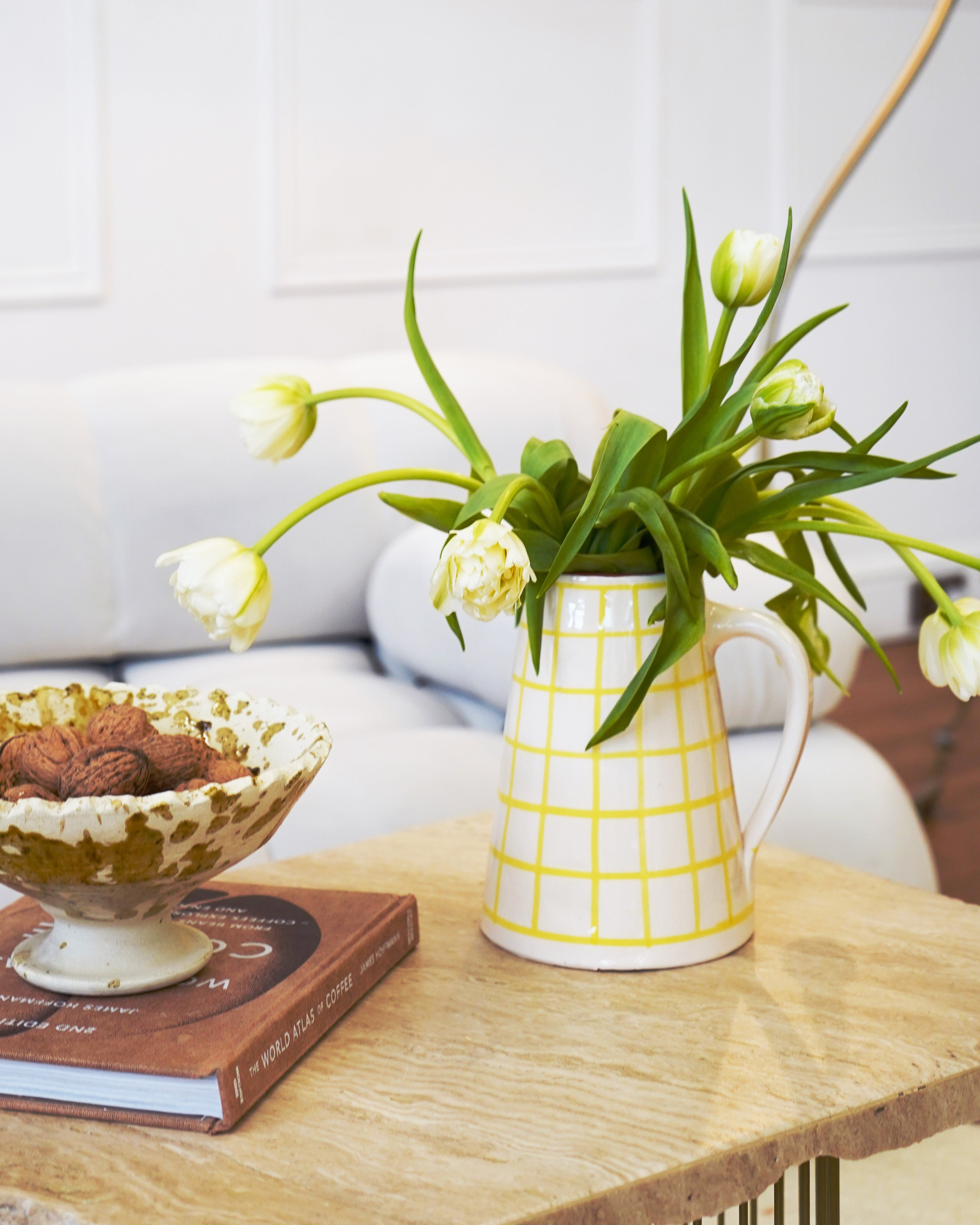 Tamegroute x Puglia Splatter Design Jagged Edge Pedestal Fruit Bowl- Ochre