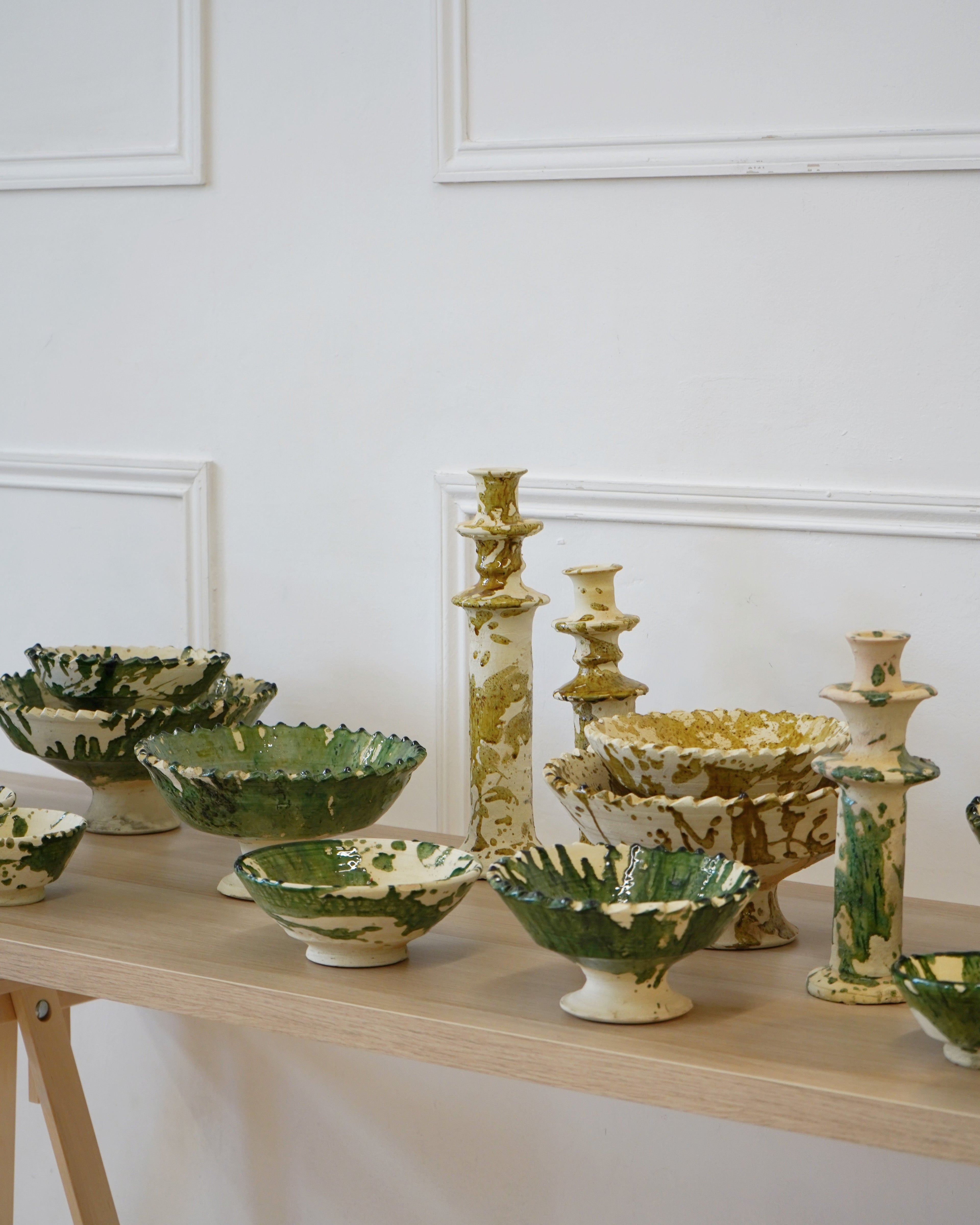 Vintage Splatter Design Ochre Tamegroute x Puglia Candlestick Holder