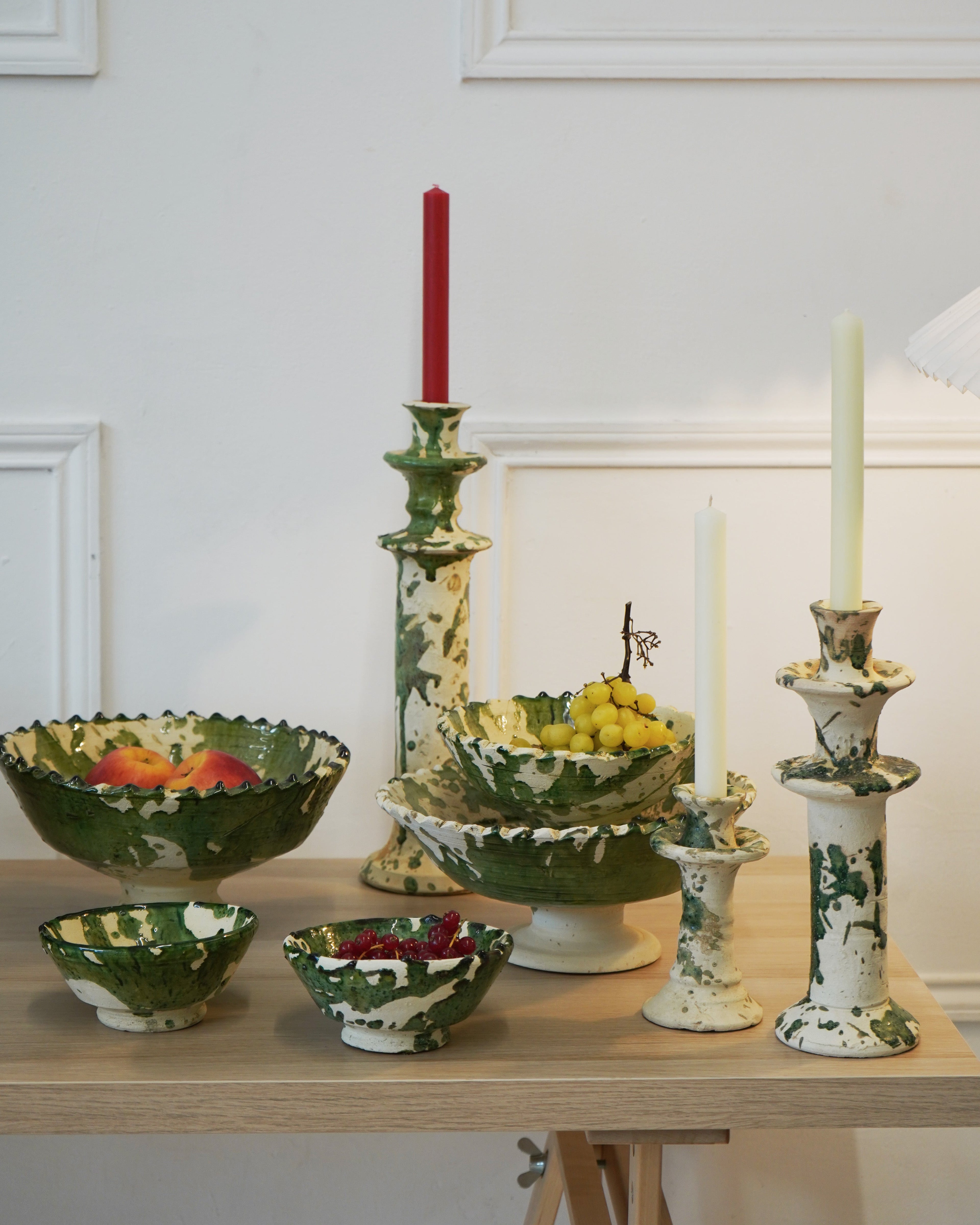 Tamegroute x Puglia splatter design Jagged Edge Pedestal Fruit Bowl