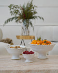 White Tamegroute Jagged Edge Pedestal Fruit Bowl
