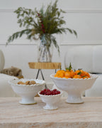 White Tamegroute Jagged Edge Pedestal Fruit Bowl