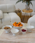 White Tamegroute Jagged Edge Pedestal Fruit Bowl