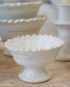 White Tamegroute Jagged Edge Pedestal Fruit Bowl