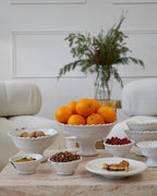 White Tamegroute Jagged Edge Pedestal Fruit Bowl