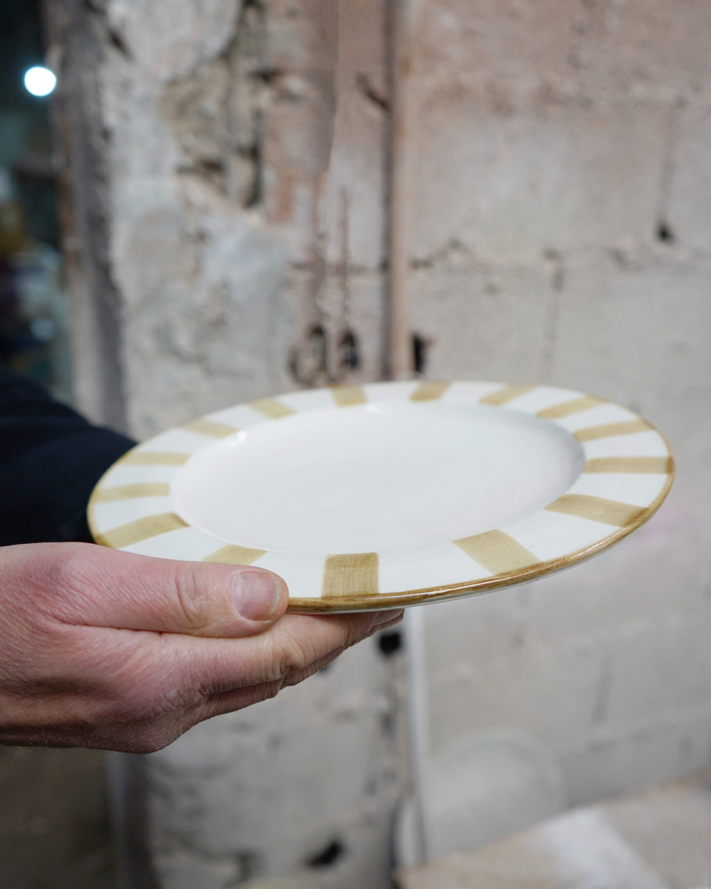 White and Taupe Dining Plate