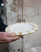 White and Taupe Dining Plate