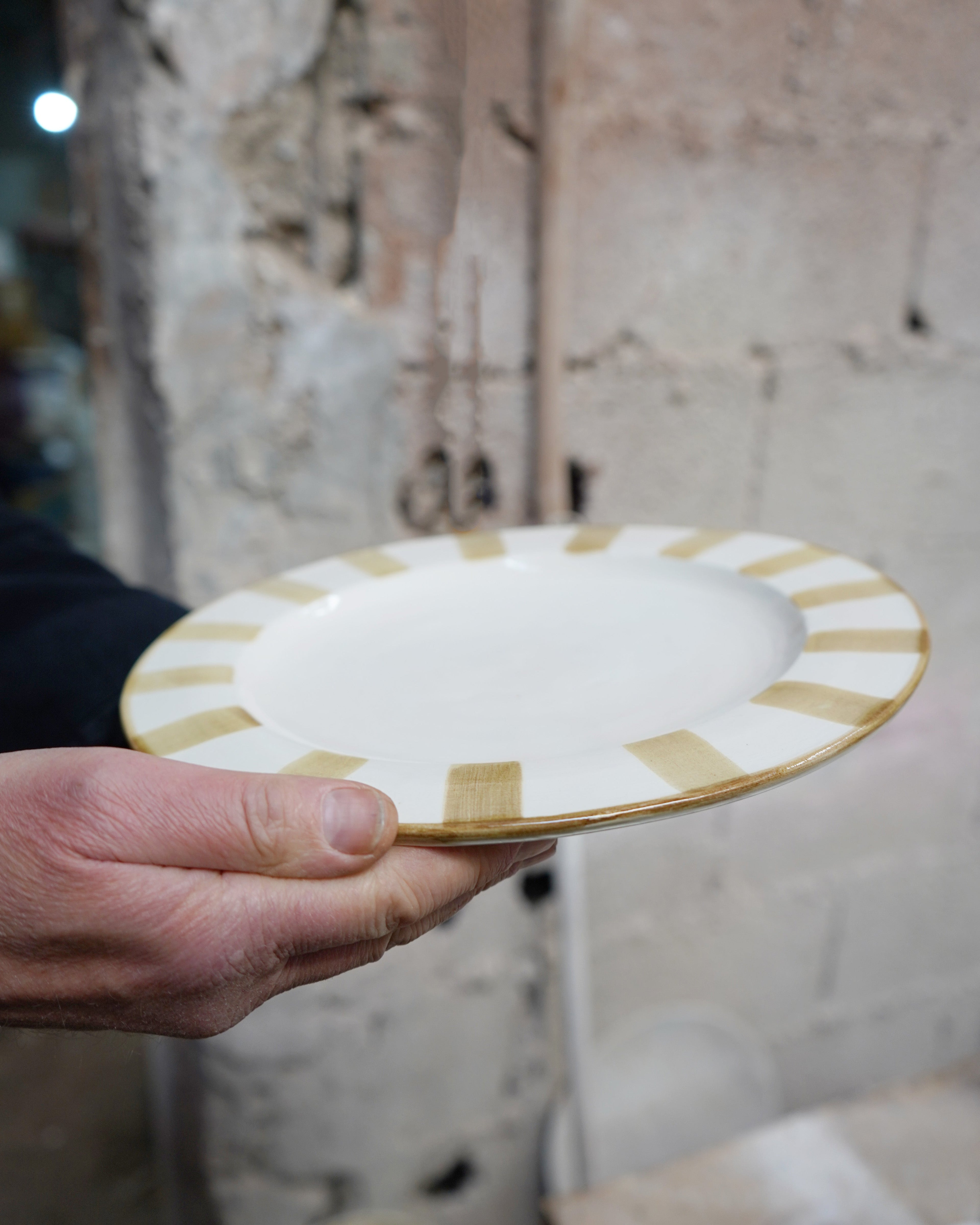 White and Taupe Dining Plate