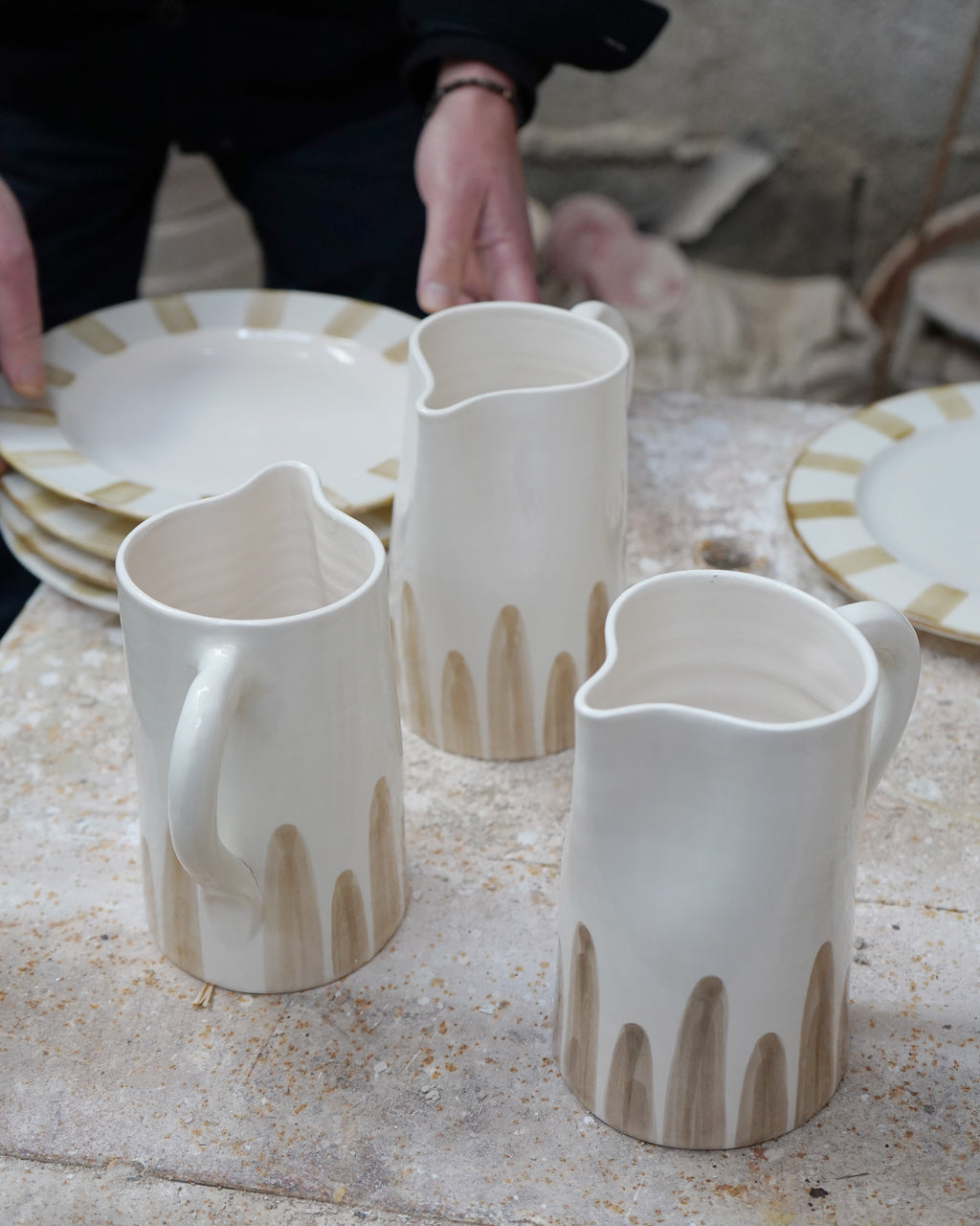 White and Taupe Jug