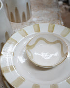White and Taupe Dining Plate