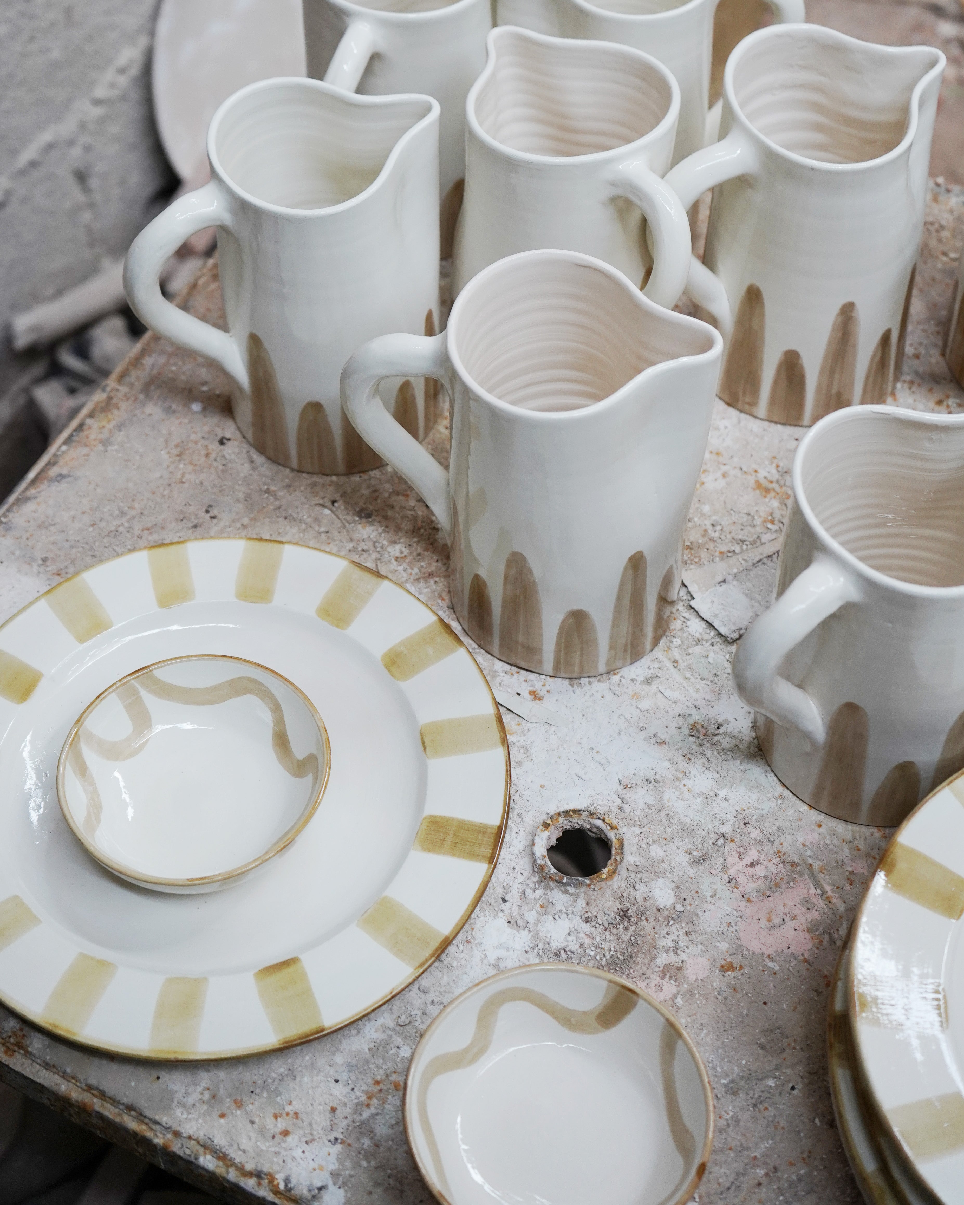 White and Taupe Jug