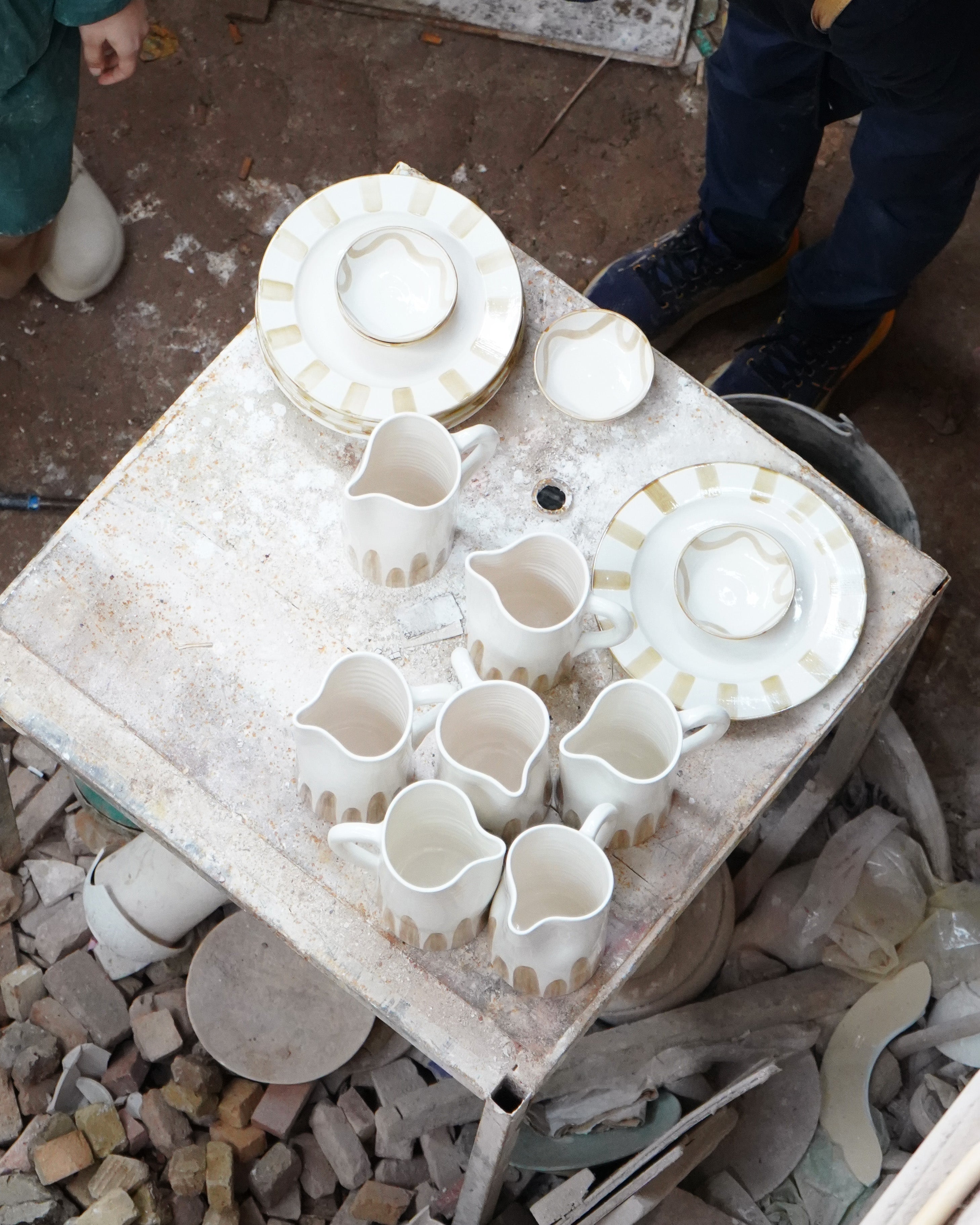 White and Taupe Dining Plate