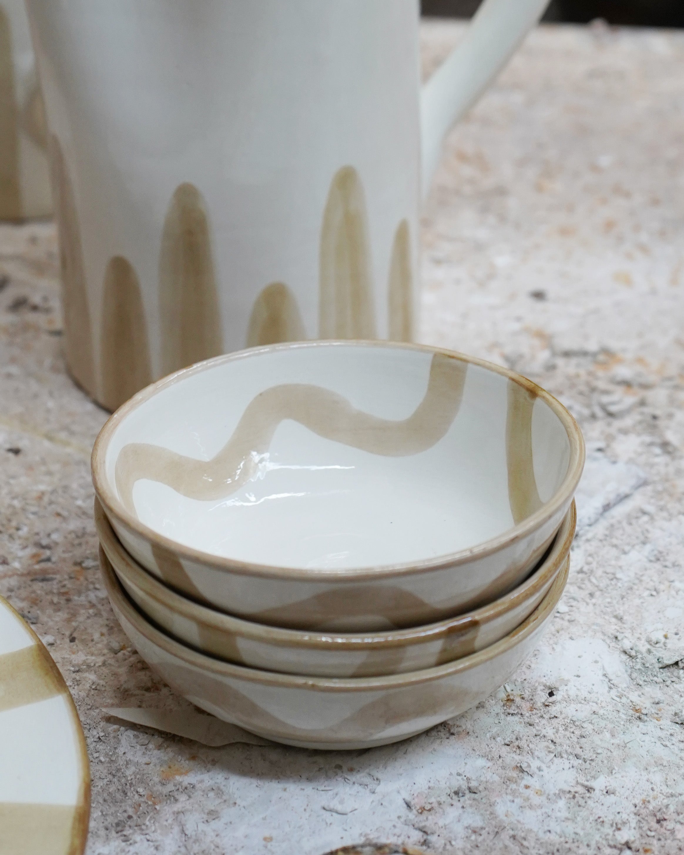 White and Taupe Trinket Bowl