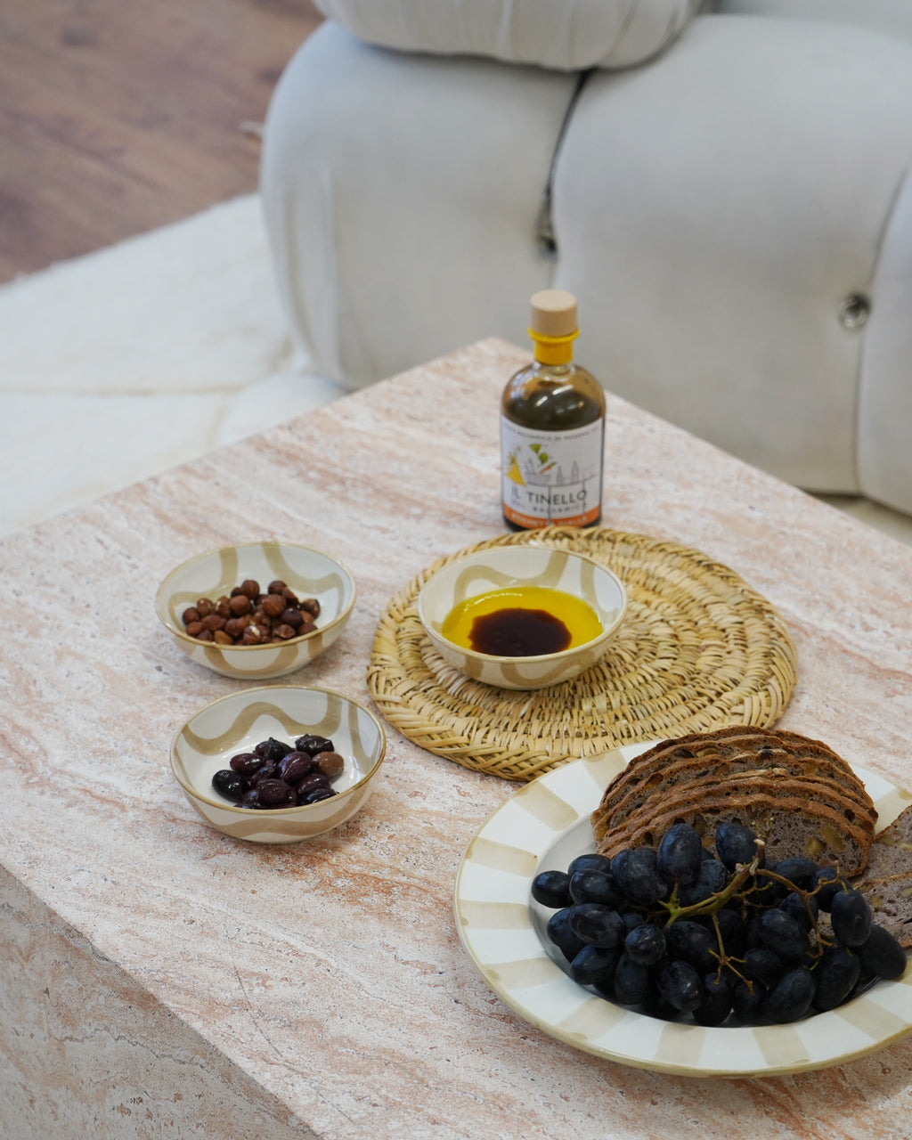 White and Taupe Dining Plate