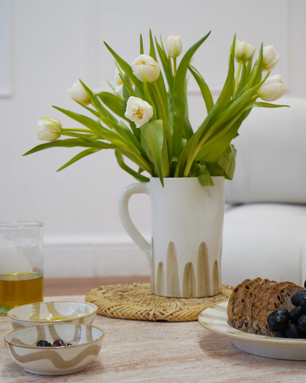 White and Taupe Jug