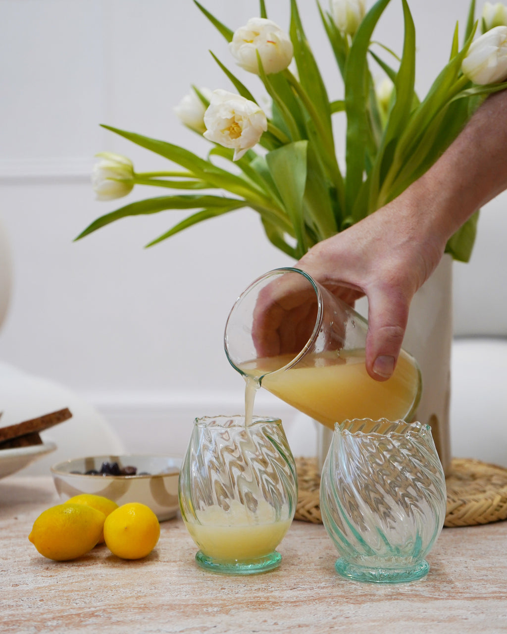 Recycled Moroccan Clear Twist Gin Glass