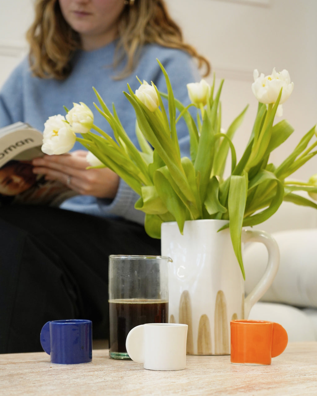 White and Taupe Jug