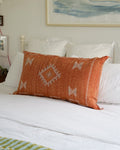 Luxury Cactus Silk Bolster Cushion - Sunset Orange