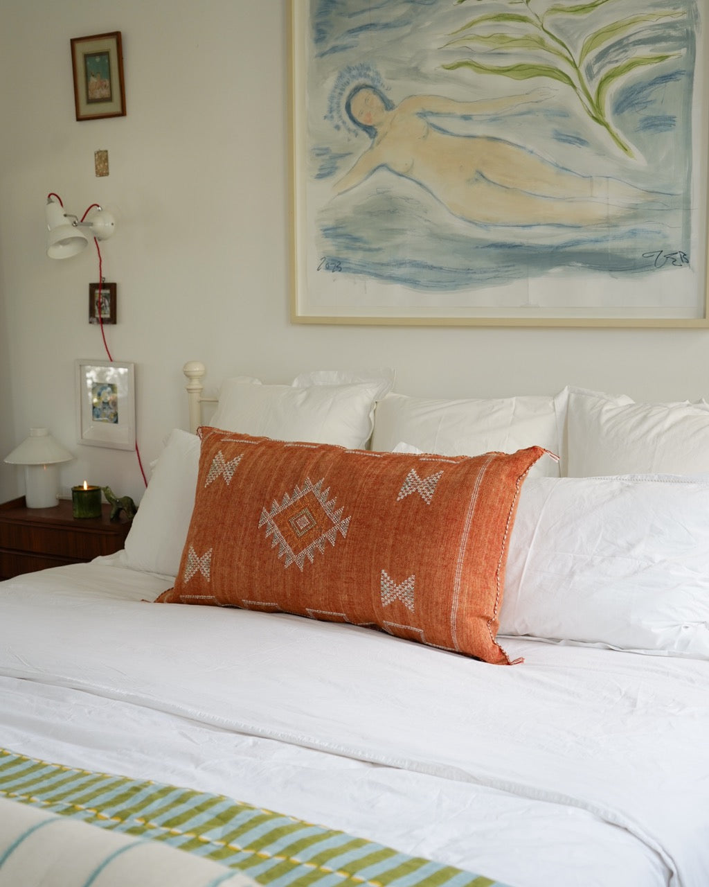 Luxury Cactus Silk Bolster Cushion - Sunset Orange