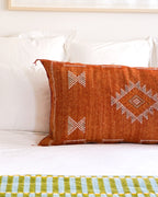 Luxury Cactus Silk Bolster Cushion - Sunset Orange