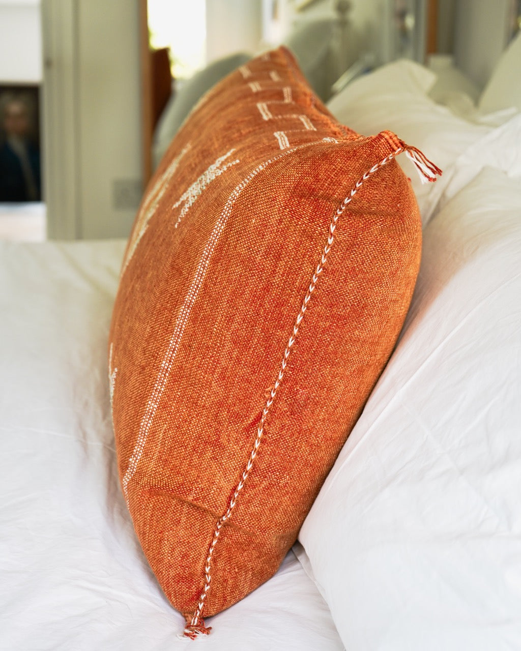 Luxury Cactus Silk Bolster Cushion - Sunset Orange
