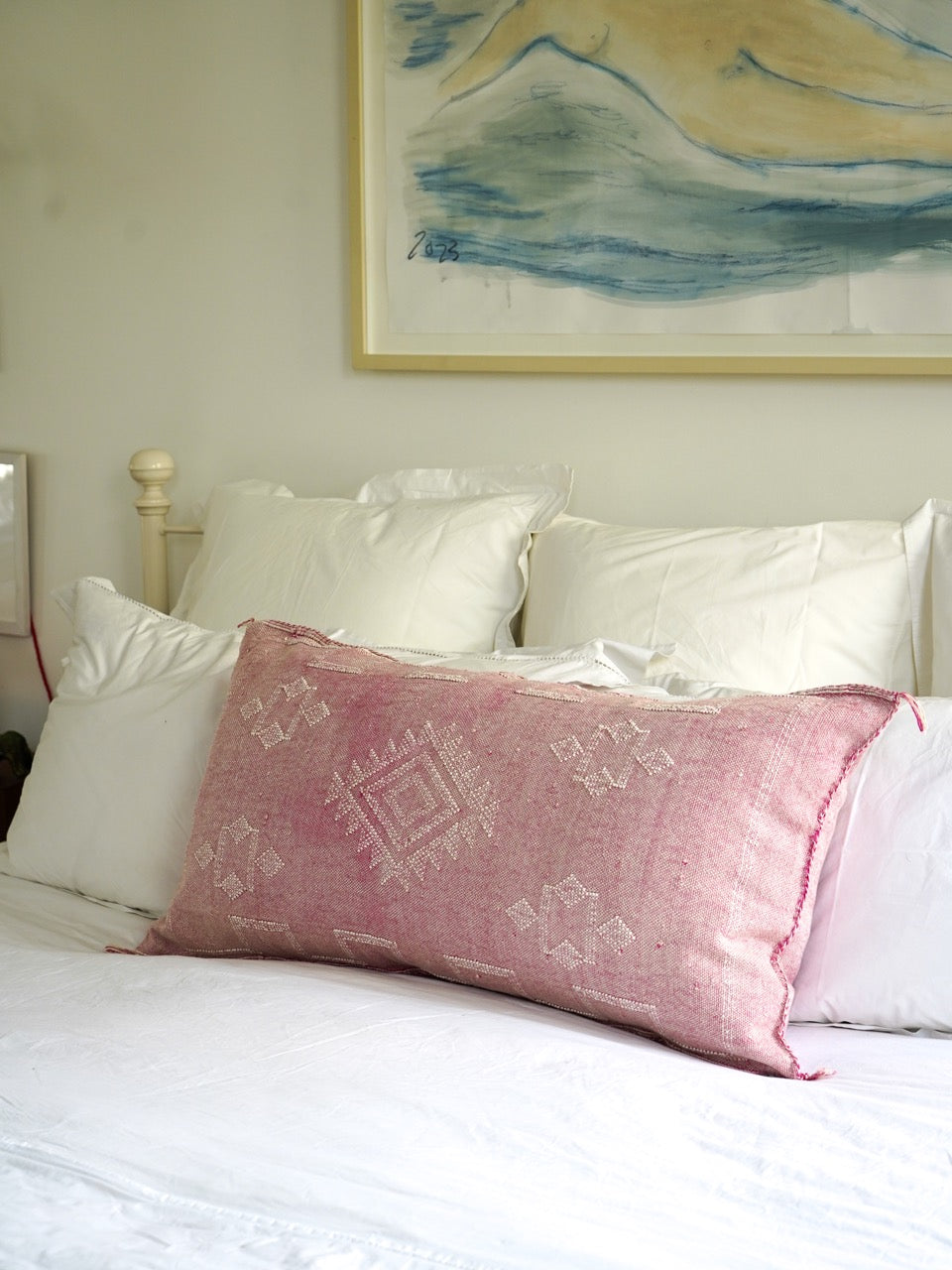 Luxury Cactus Silk Bolster Cushion - Pink