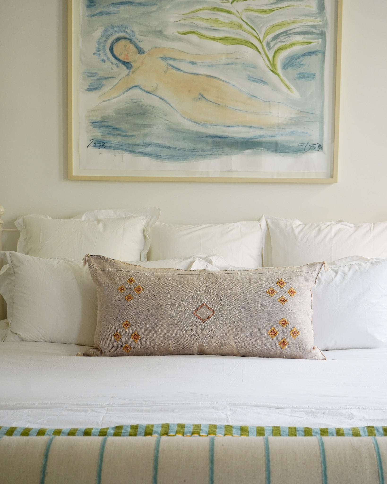 Luxury Cactus Silk Bolster Cushion - Dusk