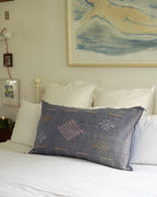 Luxury Cactus Silk Bolster Cushion - Denim Blue