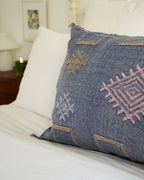 Luxury Cactus Silk Bolster Cushion - Denim Blue