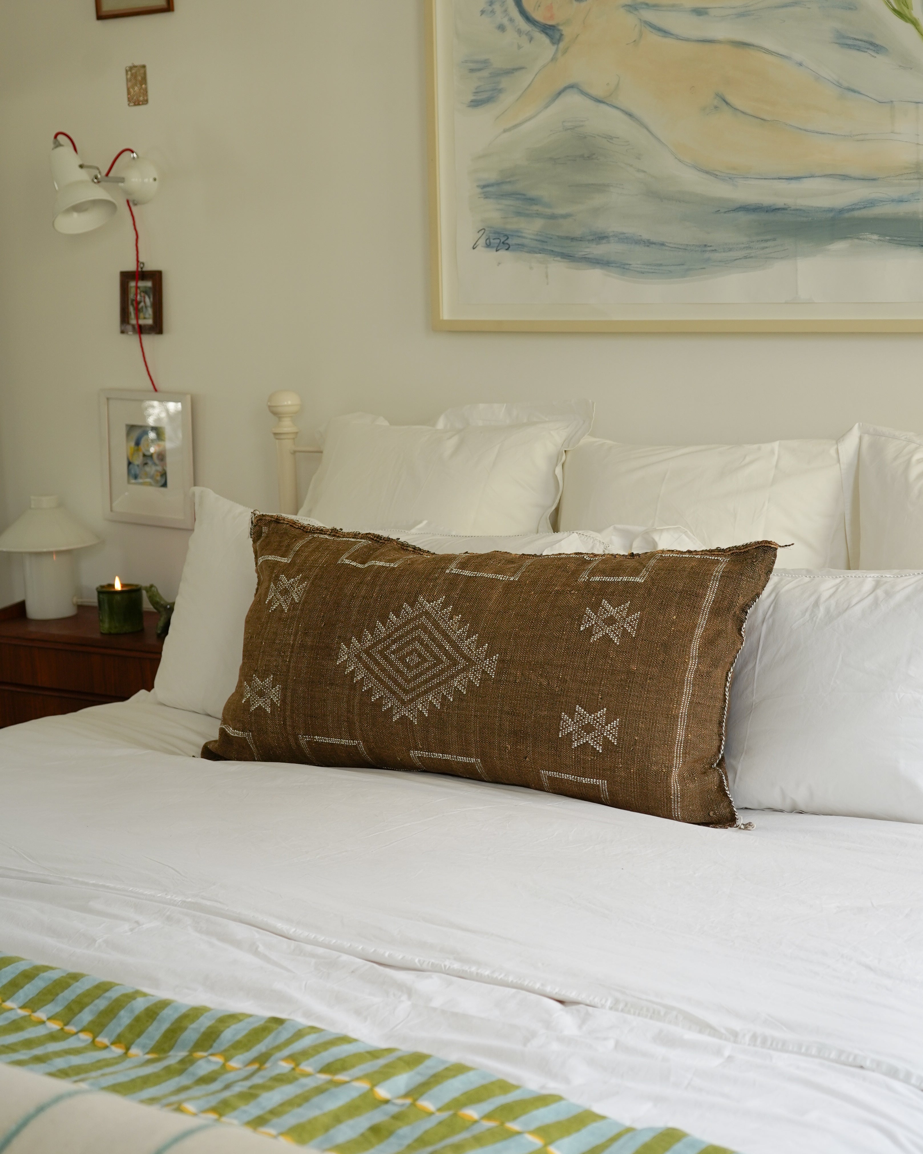 Luxury Cactus Silk Bolster Cushion - Chocolate Brown