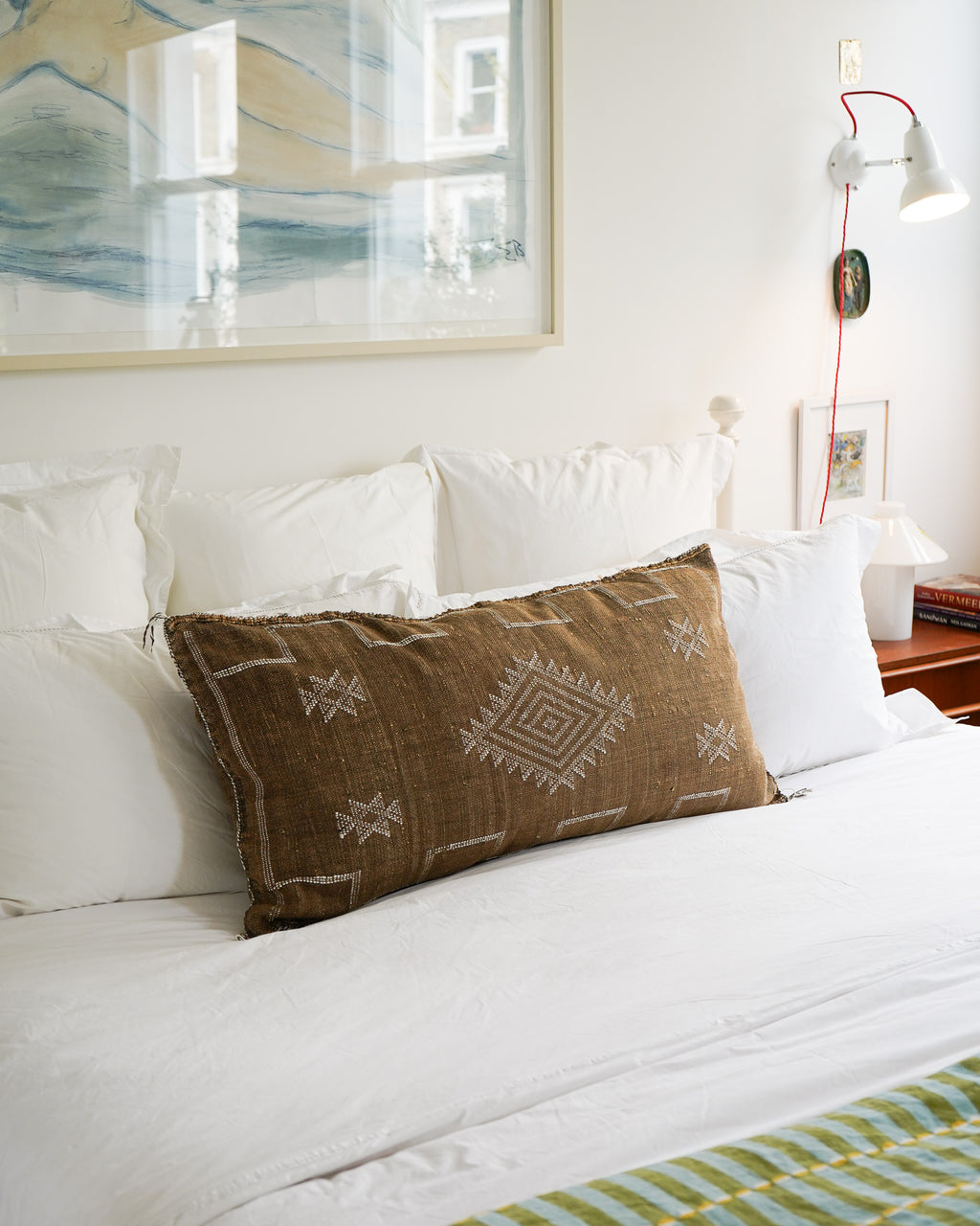 Luxury Cactus Silk Bolster Cushion - Chocolate Brown