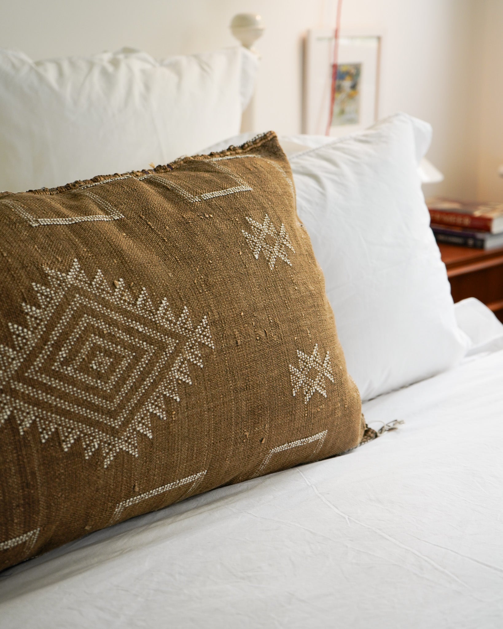 Luxury Cactus Silk Bolster Cushion - Chocolate Brown