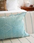 Luxury Cactus Silk Bolster Cushion - Turquoise