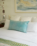 Luxury Cactus Silk Bolster Cushion - Turquoise