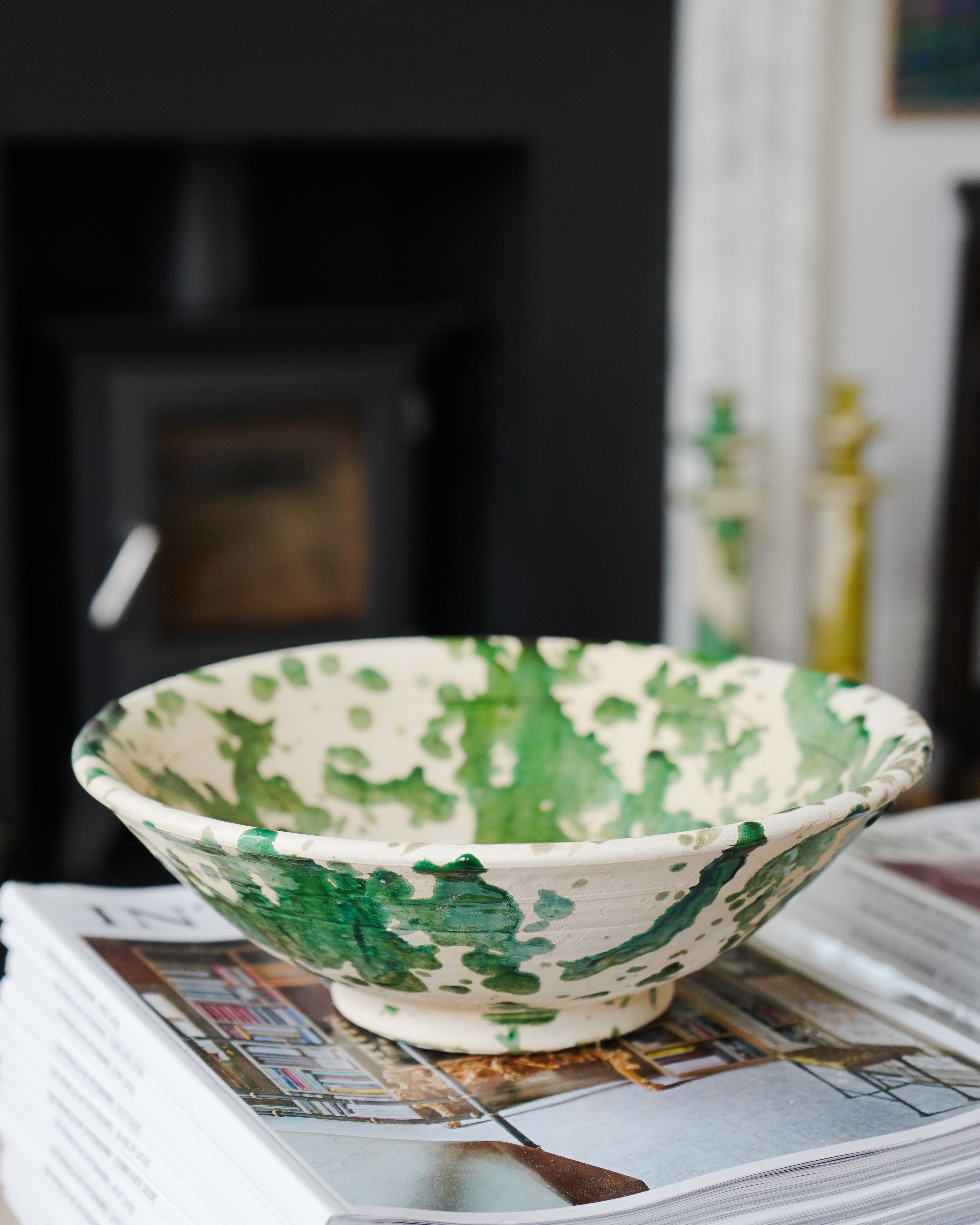 Vintage Tamegroute x Puglia Splatter Design Green Glazed Bowls