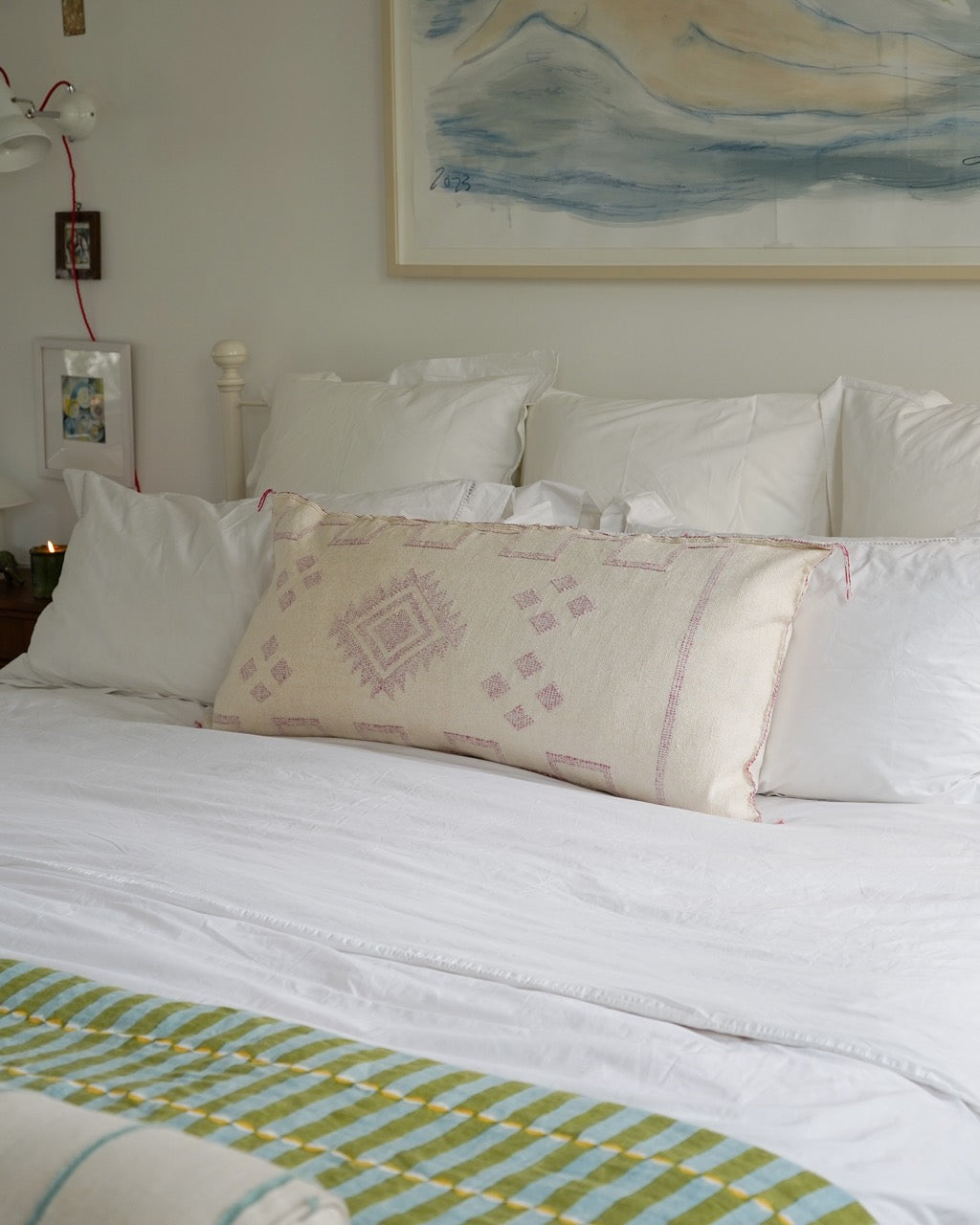 Luxury Cactus Silk Bolster Cushion - Cloudy White