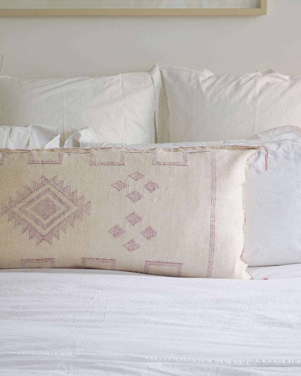 Luxury Cactus Silk Bolster Cushion - Cloudy White