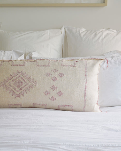 Luxury Cactus Silk Bolster Cushion - Cloudy White