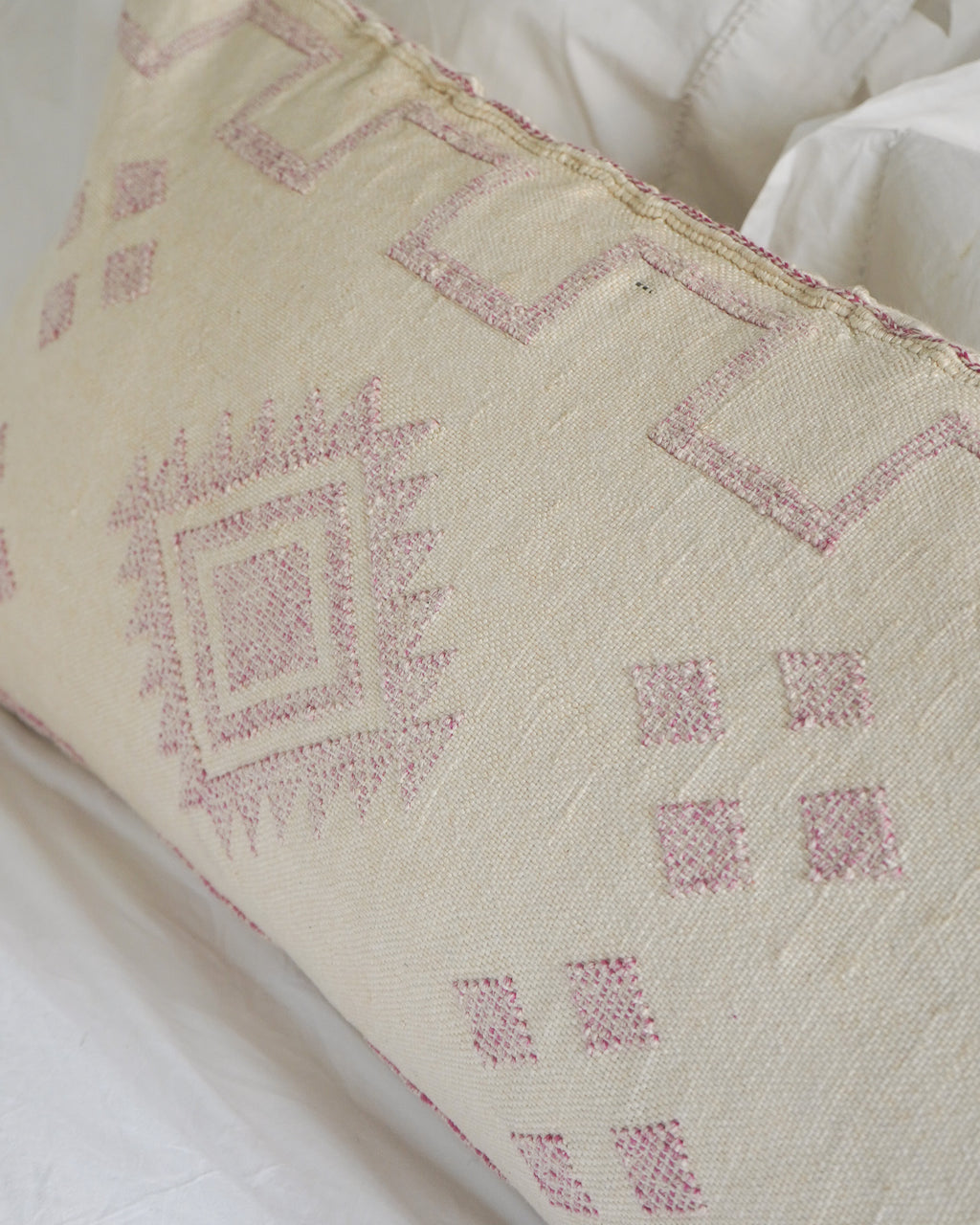 Luxury Cactus Silk Bolster Cushion - Cloudy White