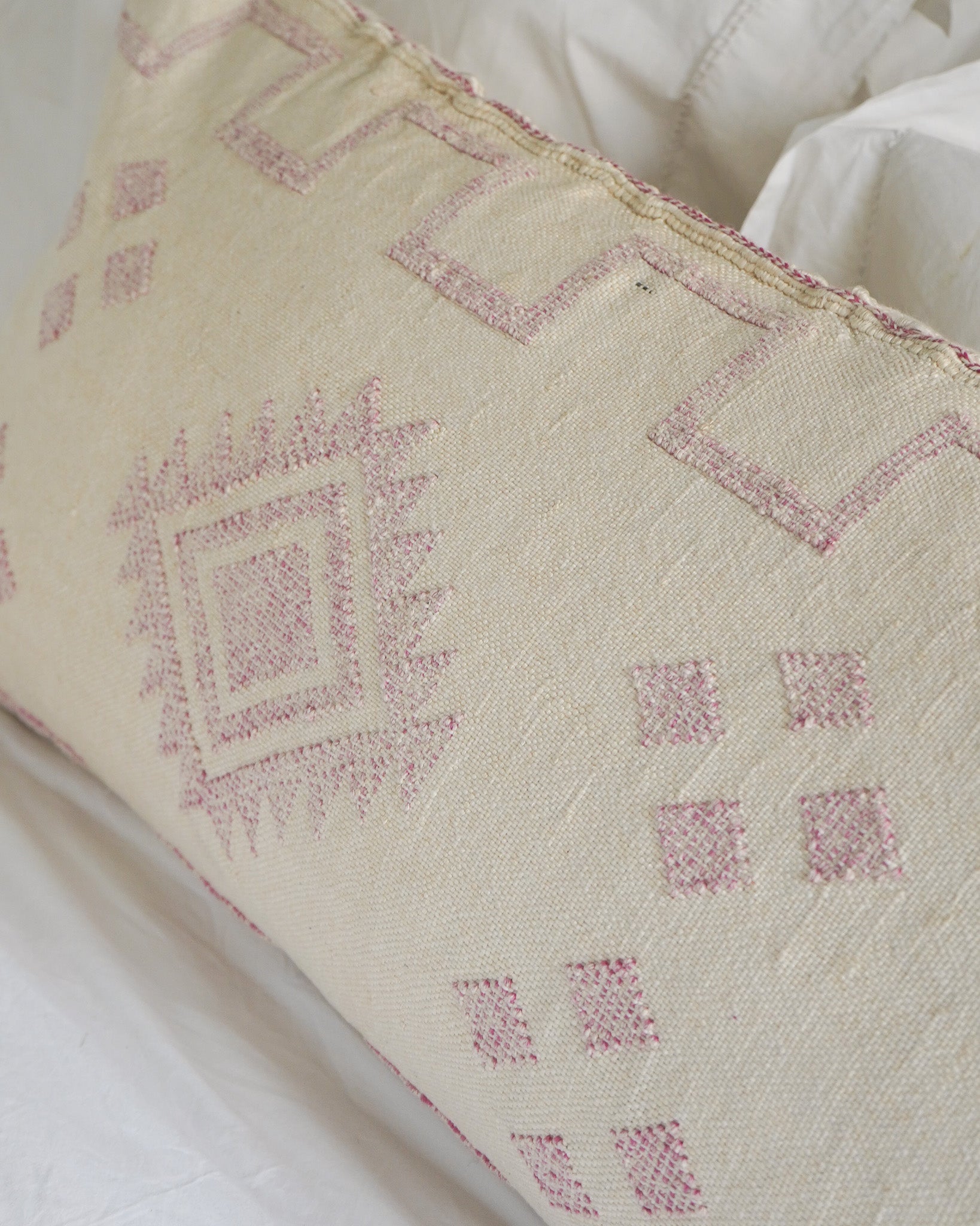 Luxury Cactus Silk Bolster Cushion - Cloudy White